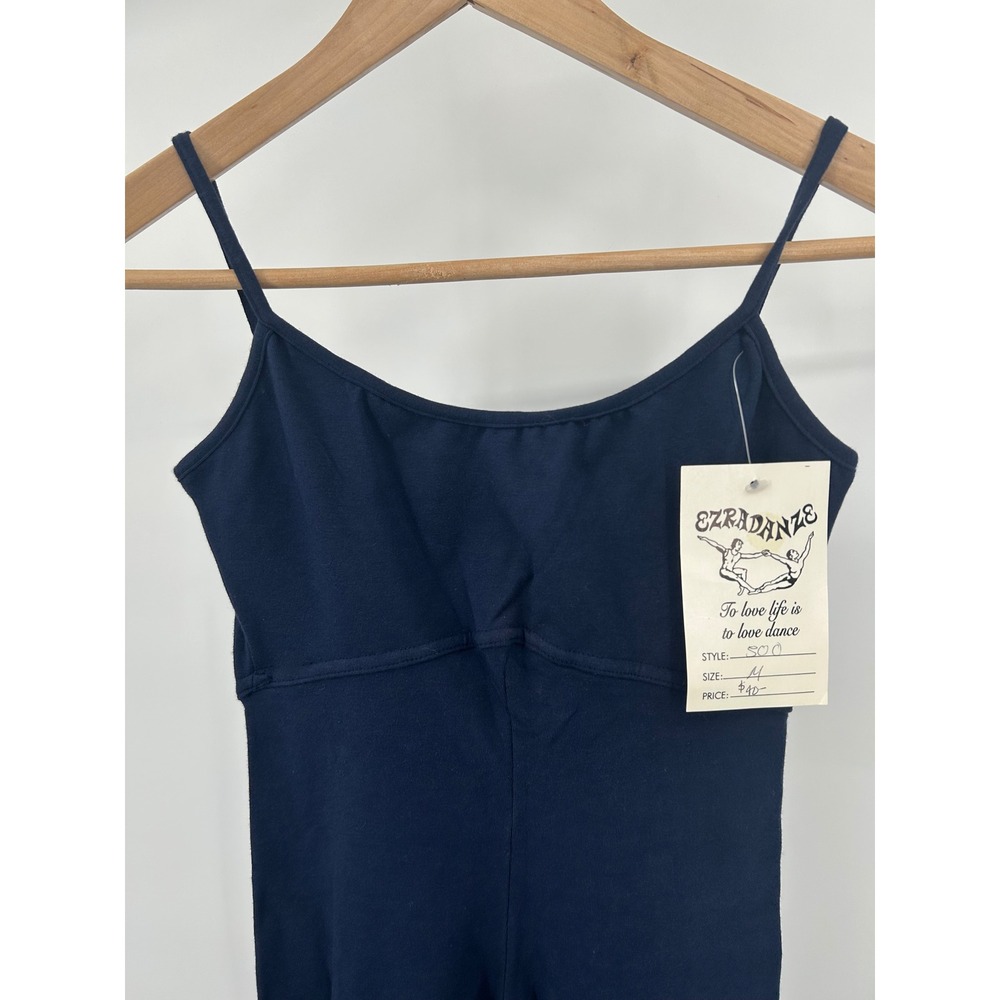 Vintage Ezradanze Womens Navy Blue Dance Unitard Spaghetti Strap Size Medium - Picture 2 of 5